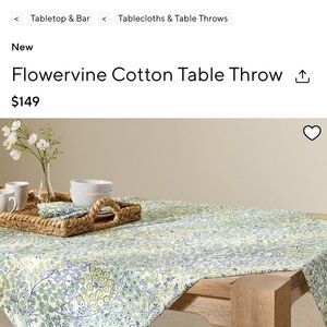 Pottery Barn “ Flowervine” Cotton Table Throw💙